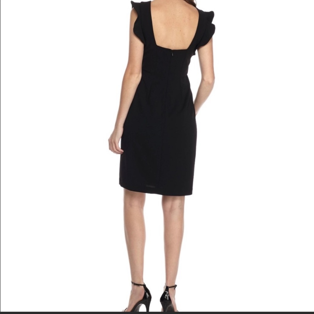 Calvin Klein Ruffle Sleeve Sheath Black Dress NWT